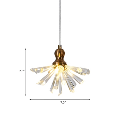Burst Dining Room Chandelier Light Art Deco Crystal Bar 3-Light Gold Hanging Lamp Kit