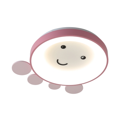 Cartoon Octopus Flush Mount Lighting Acrylic LED Bedroom Flush Lamp Fixture in Pink/Blue