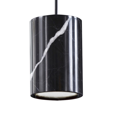 Cylindrical Hanging Ceiling Light Modern Nordic Marble 1 Light White/Black Suspension Lamp