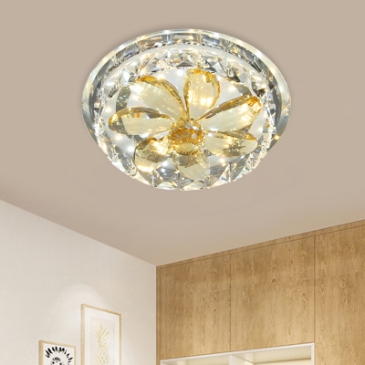 Gold Petal Ceiling Light Fixture Modern Clear and Amber Crystal LED Living Room Flush Mount