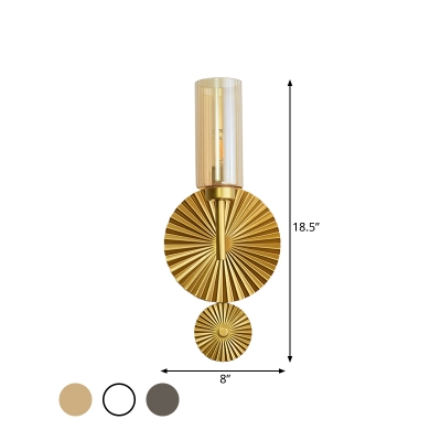 Lotus Leaf Wall Lamp Mid Century Clear/Smoke/Amber Glass 1 Bulb Bedside Wall Lighting Ideas in Brass