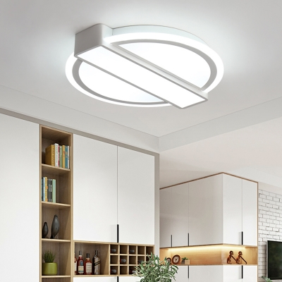 Modernist Circular Flushmount Acrylic Bedroom LED Flush Ceiling Light Fixture with Rectangle Design in White