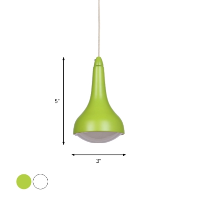Nordic Funnel Hanging Lamp Aluminum 1 Head Dining Table Suspension Lighting in White/Green with Convex Acrylic Diffuser