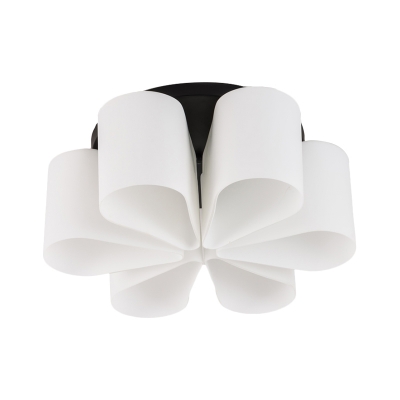Petals Ceiling Flushmount Lamp Modern White Glass 6 Heads Sitting Room Flush Chandelier