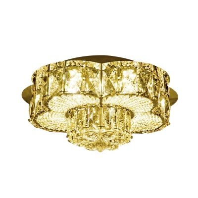 Simplicity Blossom Ceiling Lighting LED Faceted Crystal Flush Mount Spotlight in Gold