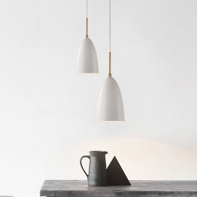 Steel Bell Pendulum Light Nordic 1-Light White Ceiling Pendant with Adjustable Joint