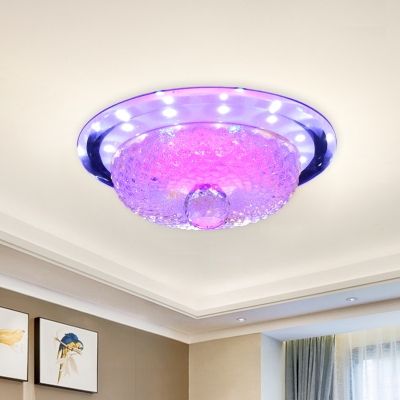 Tan/Silver LED Flush Mount Lighting Contemporary Prismatic Crystal Circle Flush Light Fixture
