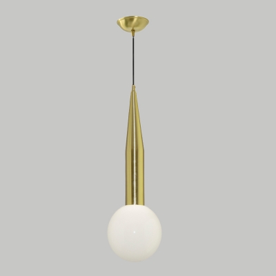 Tapered Metal Pendulum Light Mid Century 1 Light Gold Finish Pendant Light Fixture with Orb Frosted Glass Shade