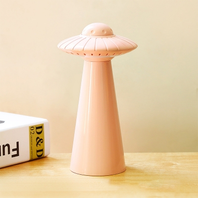 UFO Shape Rechargeable Night Light Kids Plastic LED Bedroom Night Table Lamp in Black/White/Pink