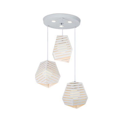 White Cutouts Geometrical Multi-Pendant Minimalist 3 Bulbs Iron Hanging Light Fixture