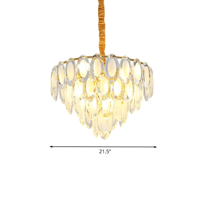 9 Heads Crystal Chandelier Light Fixture Modernist Gold 4-Layer Living Room Pendant Lamp