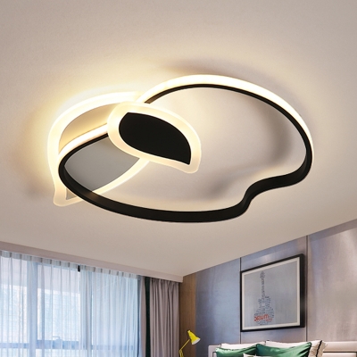 Acrylic Apple Frame Ceiling Mounted Light Cartoon LED Flushmount Lamp in White/Black/Pink for Kids Bedroom