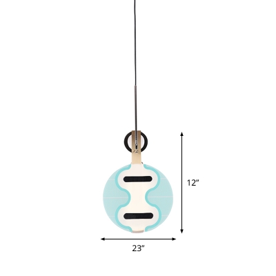 Blue Thin Panel Pendulum Light Modernist LED Acrylic Hanging Pendant Lamp for Bedroom