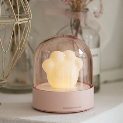 Cartoon Cat Claw Music Night Lamp Grey/Pink Glass LED Bedroom Night Lamp with USB Port
