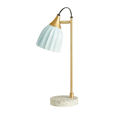 Ceramics Dome Table Light Modernism 1 Head Night Lamp in Pink/Sky Blue with Gold Arm and Round Marble Base