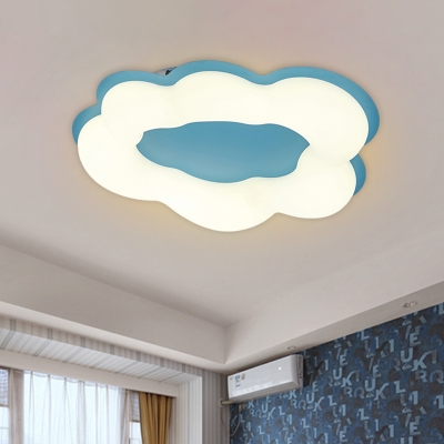 Cloud Flush Mount Ceiling Light Contemporary Acrylic LED Bedroom Lighting Fixture in Pink/Blue
