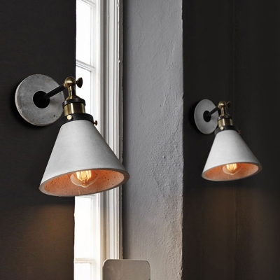 Cone/Bowl/Dome Kitchen Wall Mount Light Industrial Cement 1 Head Grey Rotatable Wall Lamp Sconce