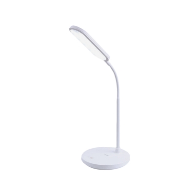 Contemporary LED Hose Task Light White Finish Oblong Reading Lamp with Plastic Shade for Bedside