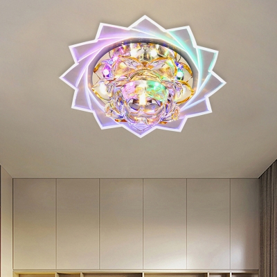 Floral Clear Crystal Flush Mount Modernist LED Corridor Close to Ceiling Lighting