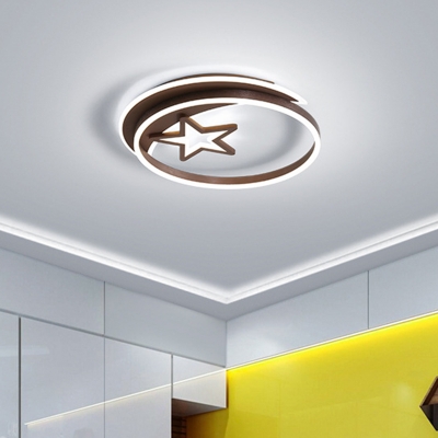 Gold/Coffee Star Flush Mount Light Nordic Style LED Acrylic Close to Ceiling Lighting for Bedroom