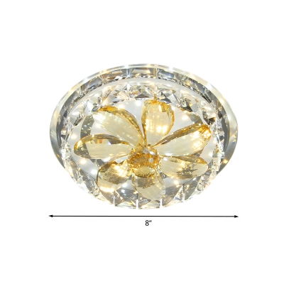 Gold Petal Ceiling Light Fixture Modern Clear and Amber Crystal LED Living Room Flush Mount