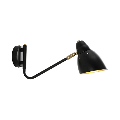 Iron Black Wall Lighting Ideas Angled Shade 1 Head Industrial Sconce Light with Adjustable Joint