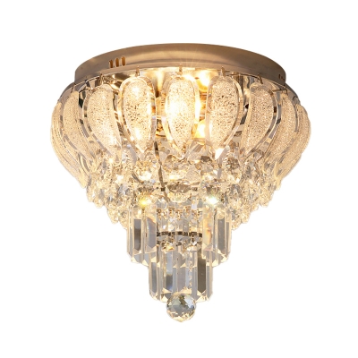 LED Flush Mount Lighting Traditional Bedroom Ceiling Light Fixture with Layered Clear Crystal Shade