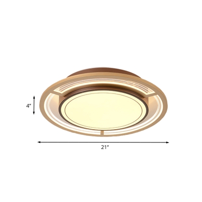 Metal Round Flush Mounted Light Modernism LED Flush Ceiling Lamp Fixture in Brown