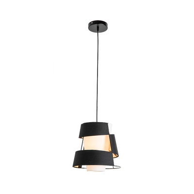 Modern Creative 1 Bulb Pendant Lamp Black/White Geometric Cut Frustum Hanging Light with Metal Shade