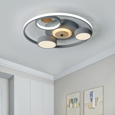 Modernism Round Ceiling Mounted Light Acrylic LED Bedroom Flushmount Lamp in Grey