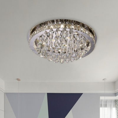 Modernist Waterdrop Flush Lighting LED Crystal-Drip Flush Mount Ceiling Lamp in Nicke