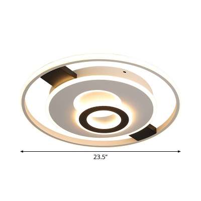 Round Flush Ceiling Light Minimalist Acrylic White and Black LED Flush Lamp in Warm/White Light, 16