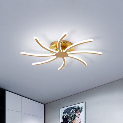 Simple Windmill Acrylic Flush Mount LED Surface Ceiling Lamp in Gold, Warm/White Light