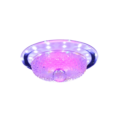 Tan/Silver LED Flush Mount Lighting Contemporary Prismatic Crystal Circle Flush Light Fixture