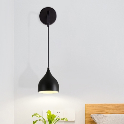 Urn Metal Wall Hanging Light Modernism 1 Head Black/White Finish Wall Mounted Lamp for Bedside