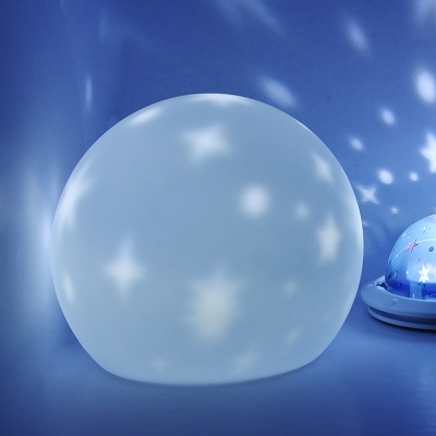 White Finish Ball Night Light Kids Plastic Starry Sky Projection LED Nightstand Lamp