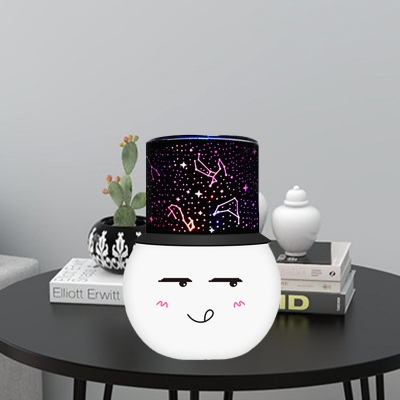 White Finish Snow Man Nightstand Light Cartoon LED Plastic Projection Lamp with Rechargeable Design