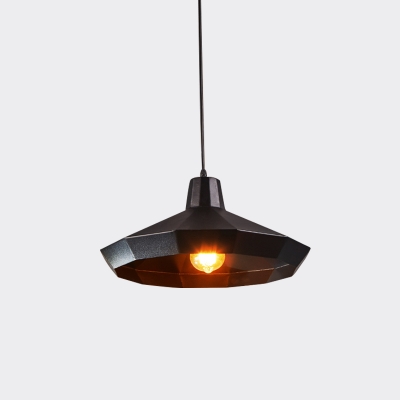 1-Bulb Metallic Drop Pendant Light Vintage Black Finish Diamond Bar Suspension Lamp