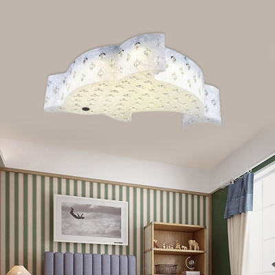 Acrylic Fish Shaped Flush Ceiling Light Modernist White/Pink/Blue LED Flush Mount Lamp with Crystal Deco for Bedroom