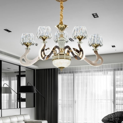 Clear Crystal Cone Pendant Chandelier Contemporary 3/5-Bulb Bedroom LED Ceiling Hang Fixture