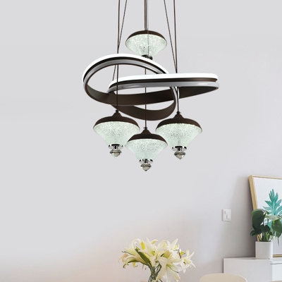 Coffee Urn Shaped Multi Light Pendant Modernist 4 Heads Acrylic Ceiling Suspension Lamp with Twisting Deco