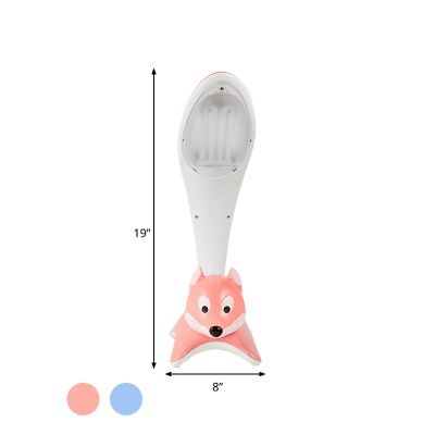 Cute Fox Shaped Table Light Cartoon Plastic LED Bedroom Night Lamp in Blue/Pink with Plug In Cord