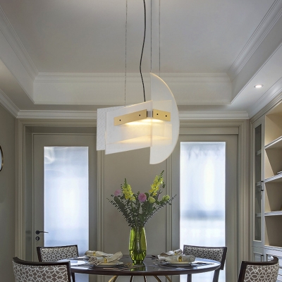 Dining Room LED Ceiling Chandelier Modernist Gold Hanging Lamp Kit with Geometric Clear Glass Shade