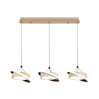 Drum Cluster Drop Pendant Modernist Metallic 3-Head White Ceiling Lamp with Rotatable Ring in Warm/White Light