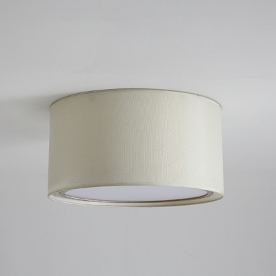 Fabric White Ceiling Light Dual Drum 4-Bulb Minimalist Flush Mount Recessed Lighting with Acrylic Diffuser