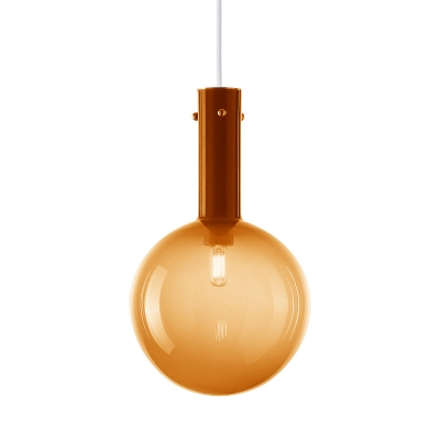 Globe Bedside Hanging Lamp Gradient Orange/Green Glass 1-Light Retro Pendant Light Kit with Tube Handle