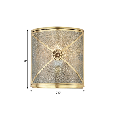 Half Barrel Water Glass Flush Wall Sconce Traditional 1 Bulb Living Room Wall Mount Lamp in Brass