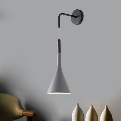 Iron Funnel Shape Wall Pendant Light Macaron 1-Head Black/Grey Finish Wall Mount Lamp Fixture