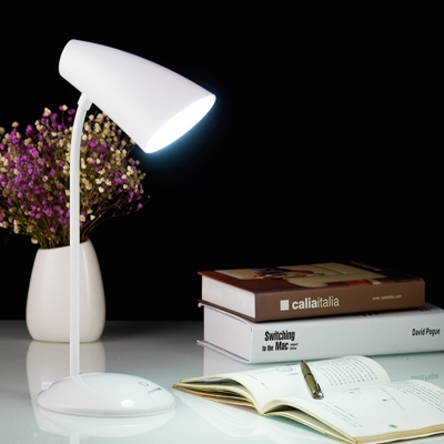 Metal Cup Shape Reading Book Light Modernism LED Desk Lamp in White/Blue for Study Room
