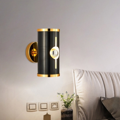 Metal Cylinder Wall Mount Lighting Modernist 1-Head Black Finish Up and Down Sconce Lamp